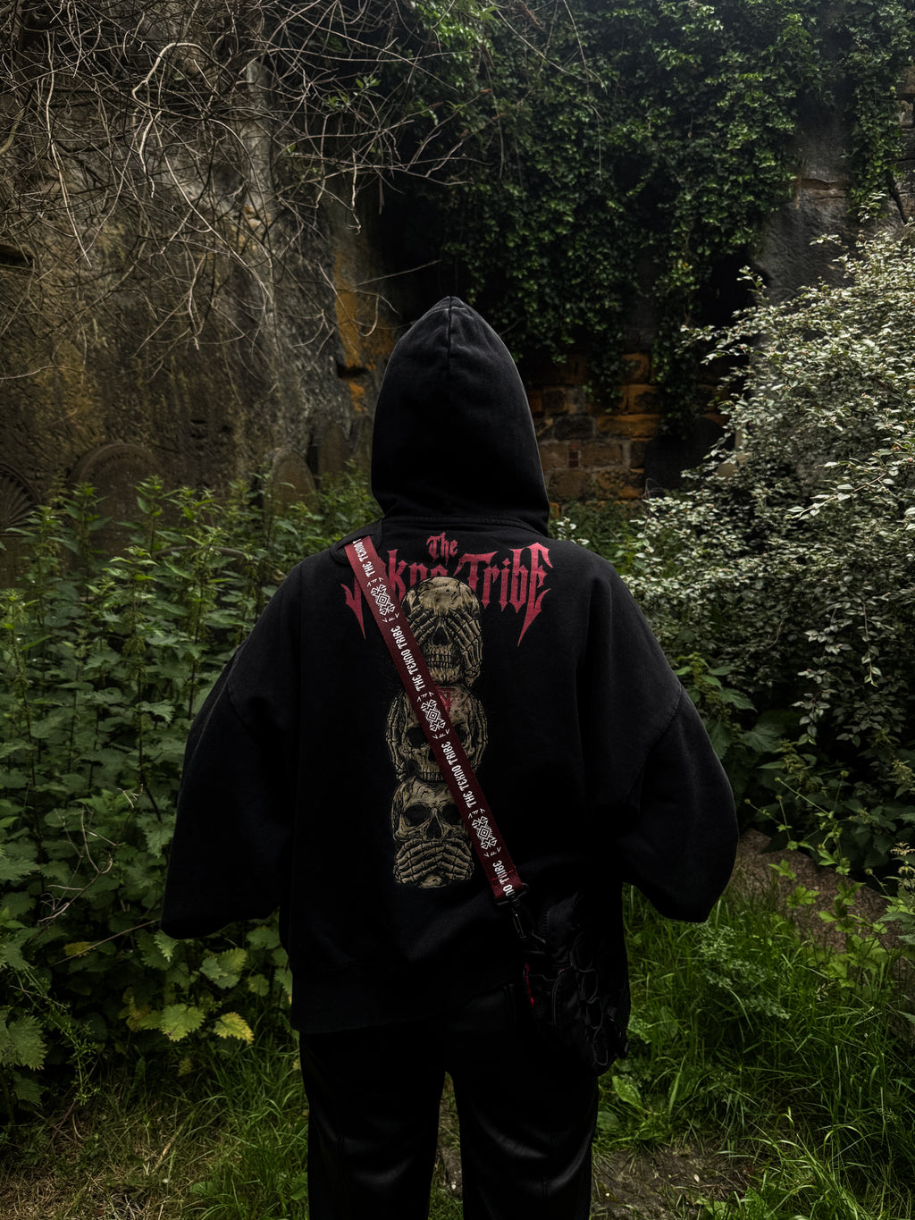 'Three Wise Skulls' Washed Hoodie