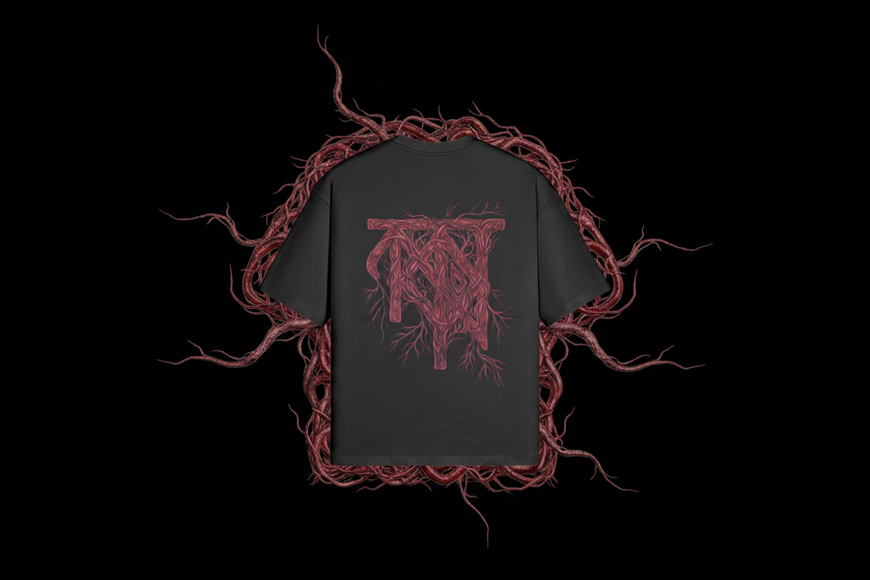 Bloodline Tee vein outline on black