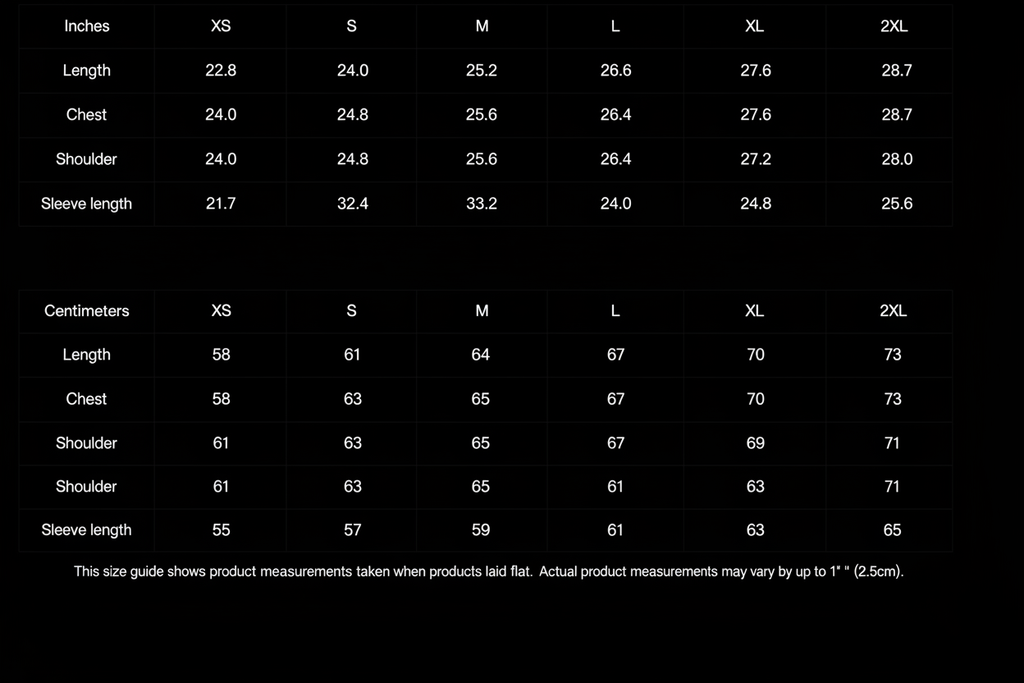 Leopard Kitty Tee size chart on black